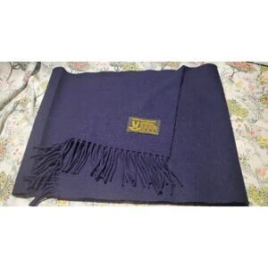 VINTAGE Peter MacArthur Lambswool Solid Navy Blue Scarf Made in Scotland